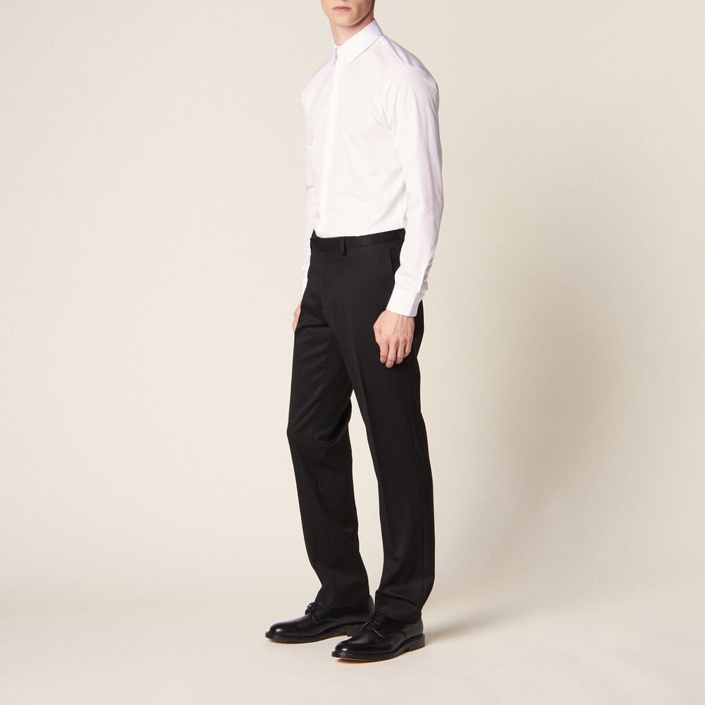 Sandro Mens Grain De Poudre Tuxedo Trousers Black NWT Size 46 (US 38) Inseam 33